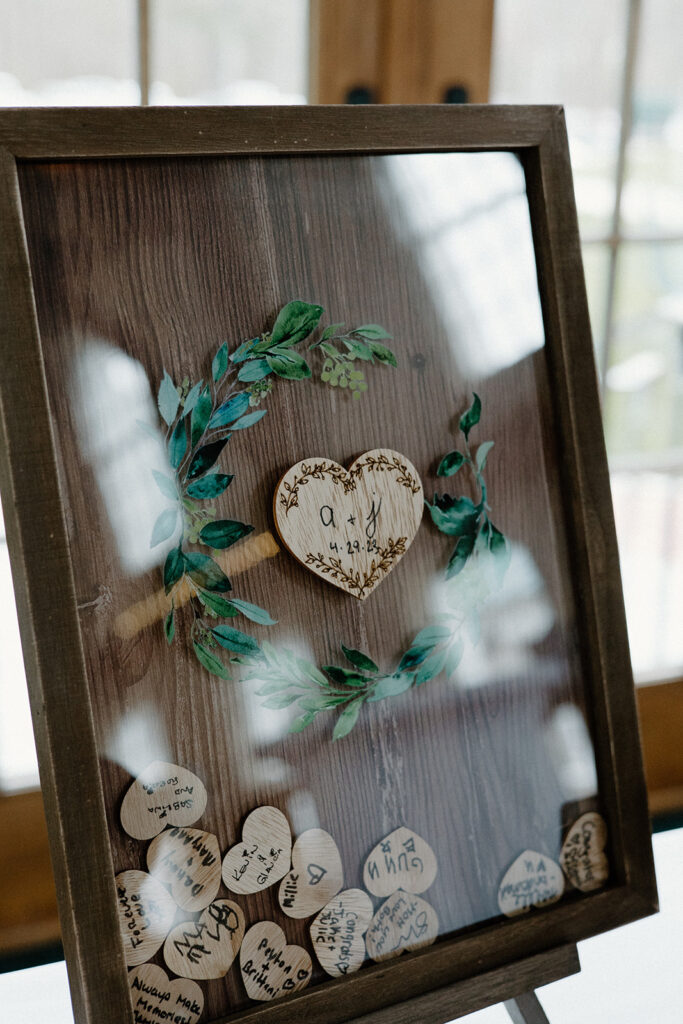 Wedding guest book heart shadow box.