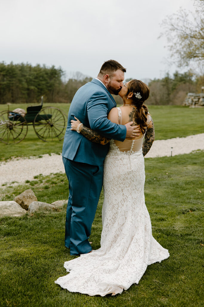 Bride and groom wedding day portrait in New Hampshire.