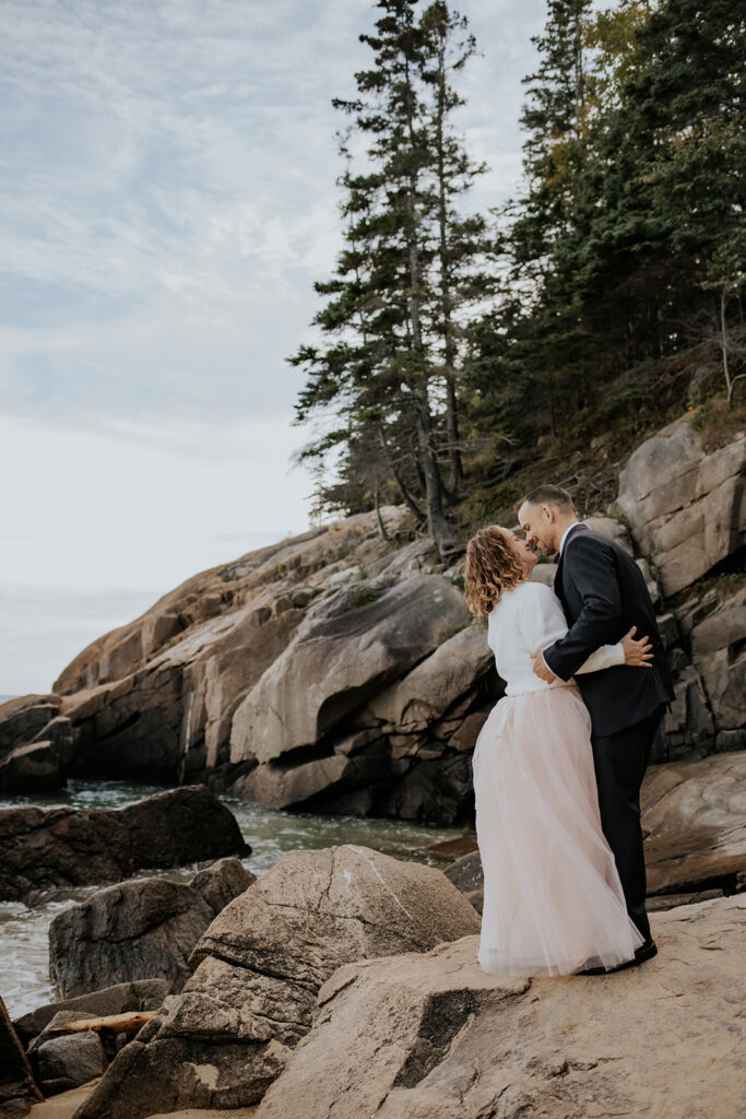 Nature-centered engagement session at Acadia National Park on Mount Desert Island in Maine.