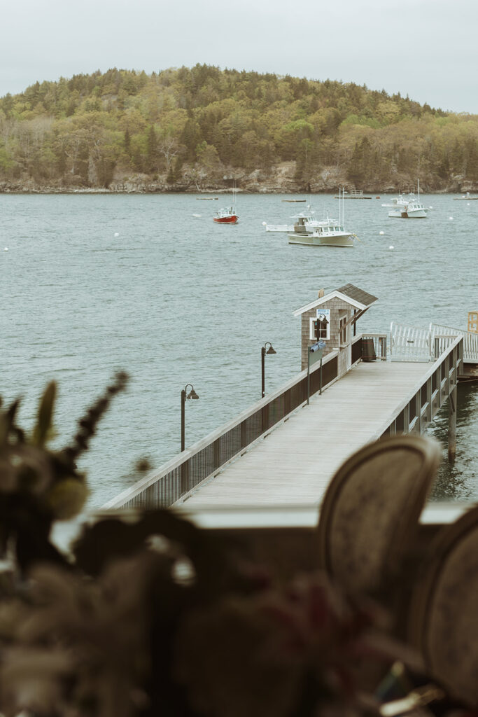 Film photo of the Bar Harbor Inn dock.