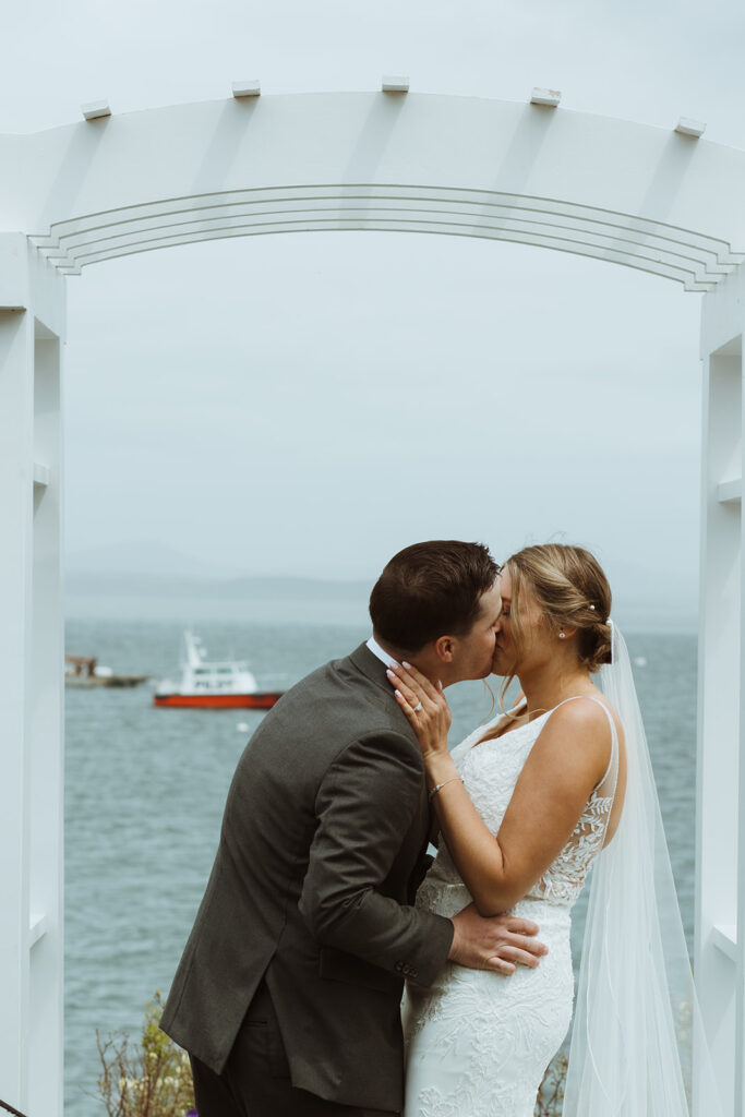 Oceanfront Maine wedding ceremony at Bar Harbor Inn.