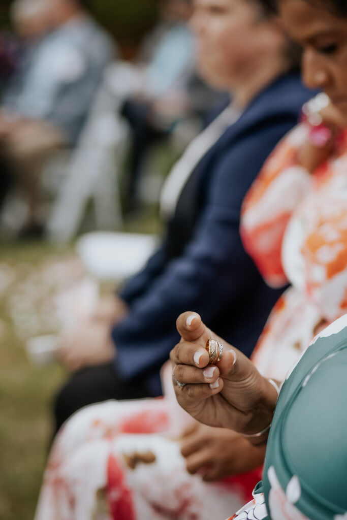 Wedding ceremony ring warming.
