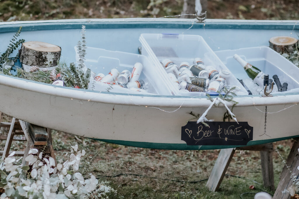 Maine wedding fishing boat cooler.