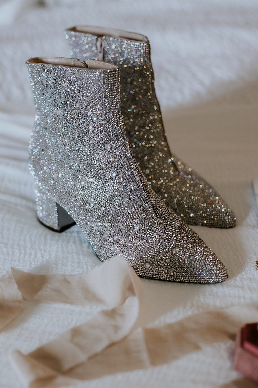 Fall wedding sparkly bridal boots.