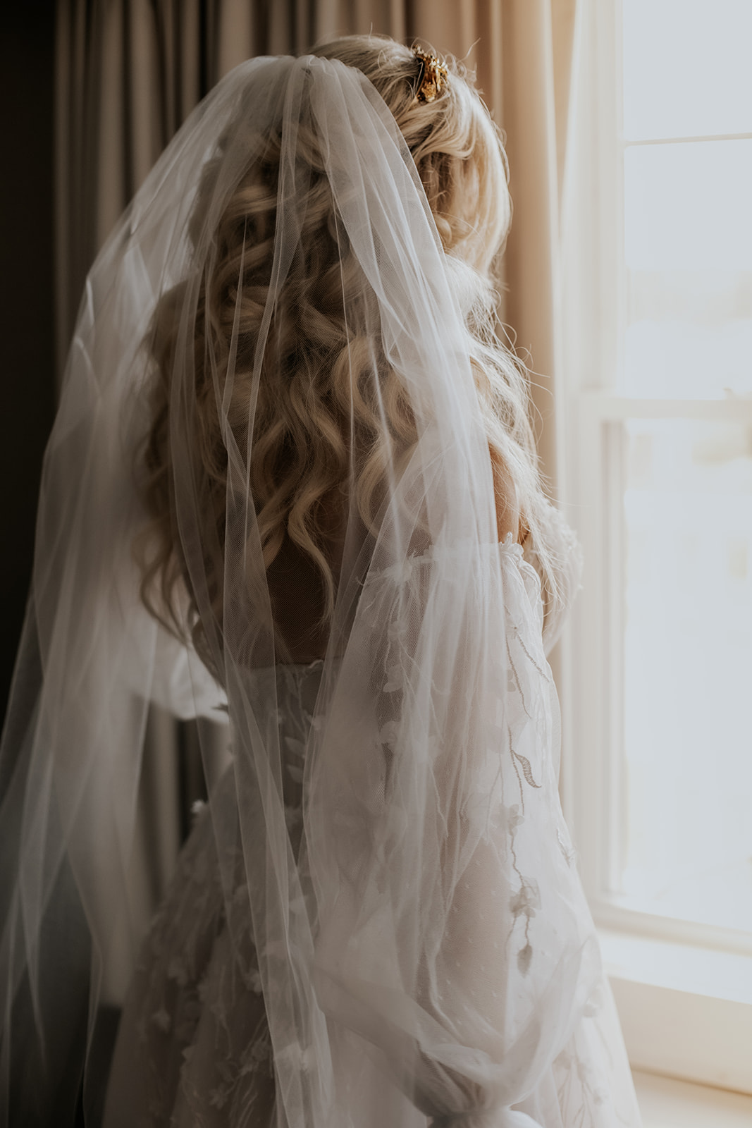 Bride windowsill portrait.