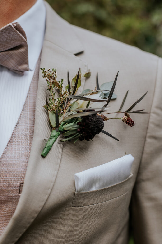 Dried floral boutonniere.