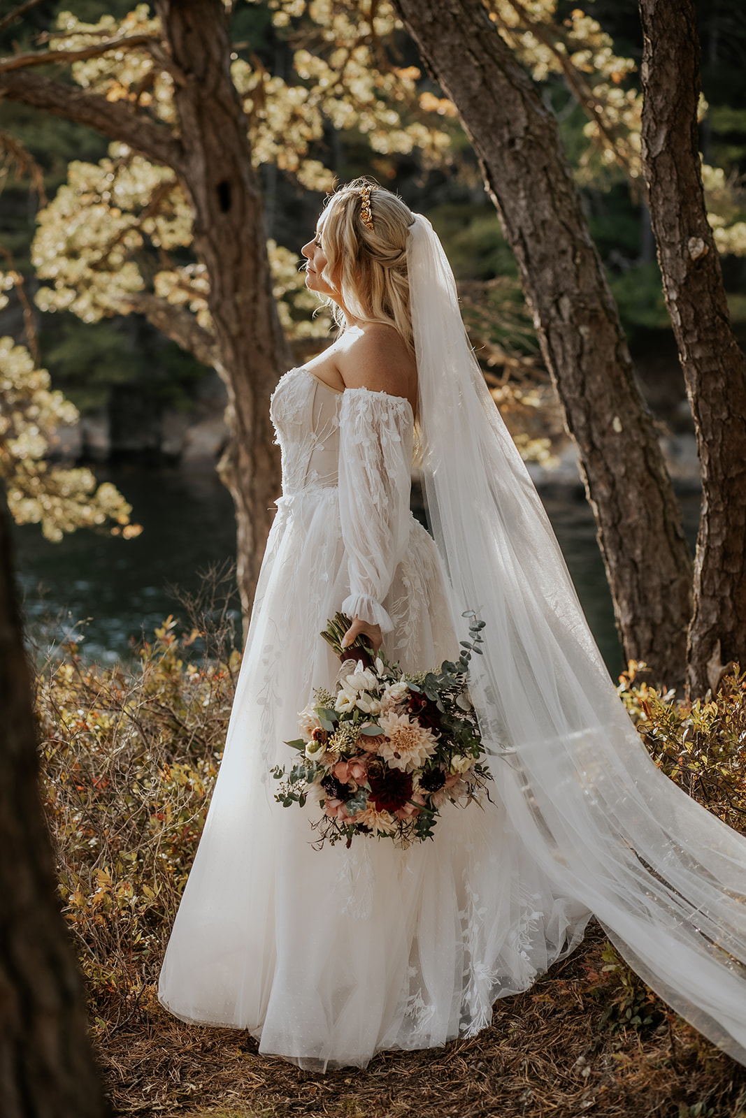 Fall bridal portrait in Maine.