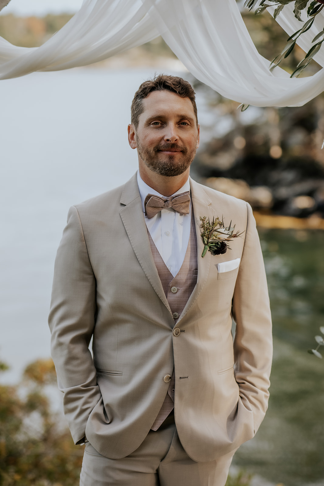 Fall wedding groom portrait.