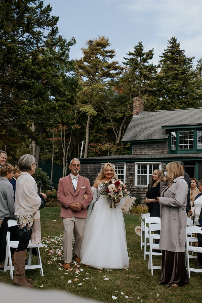 Private backyard wedding ceremony in Bath, Maine.