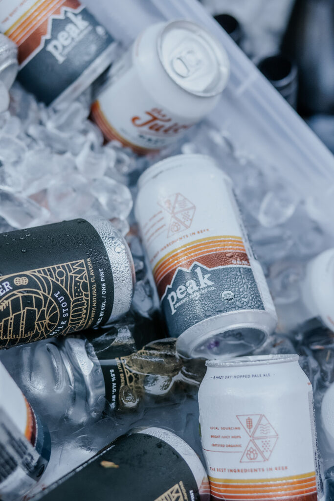 Wedding cooler with beer.