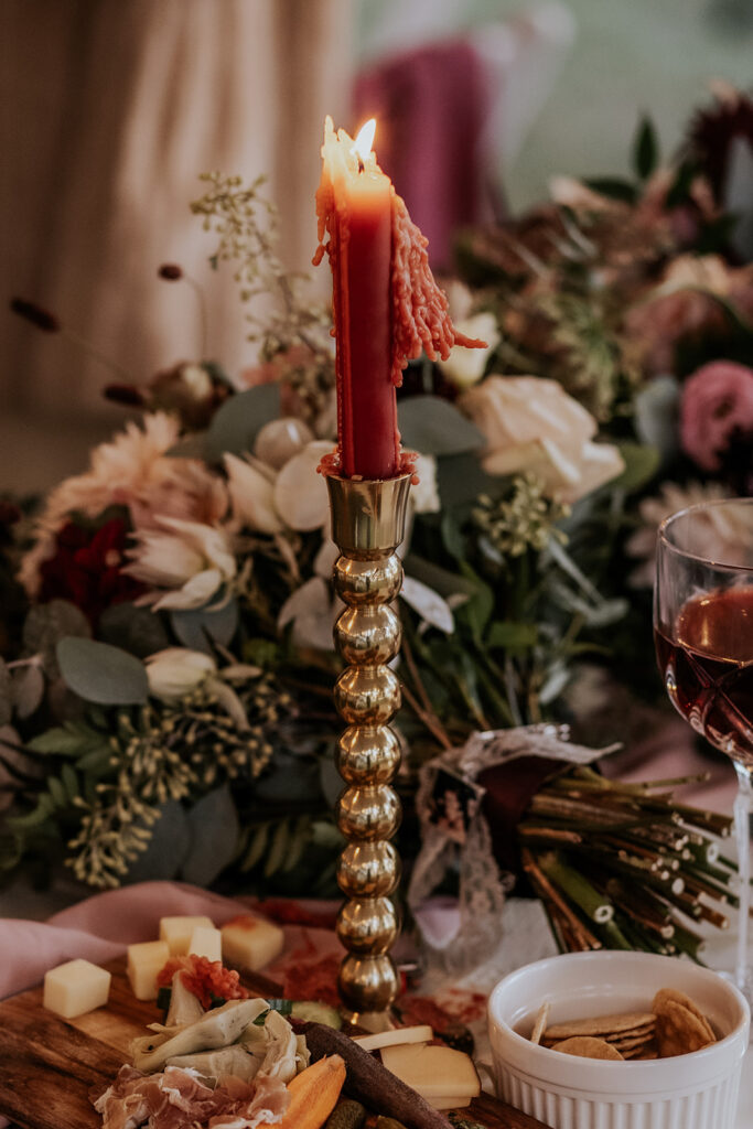 Vintage candlestick wedding decor.