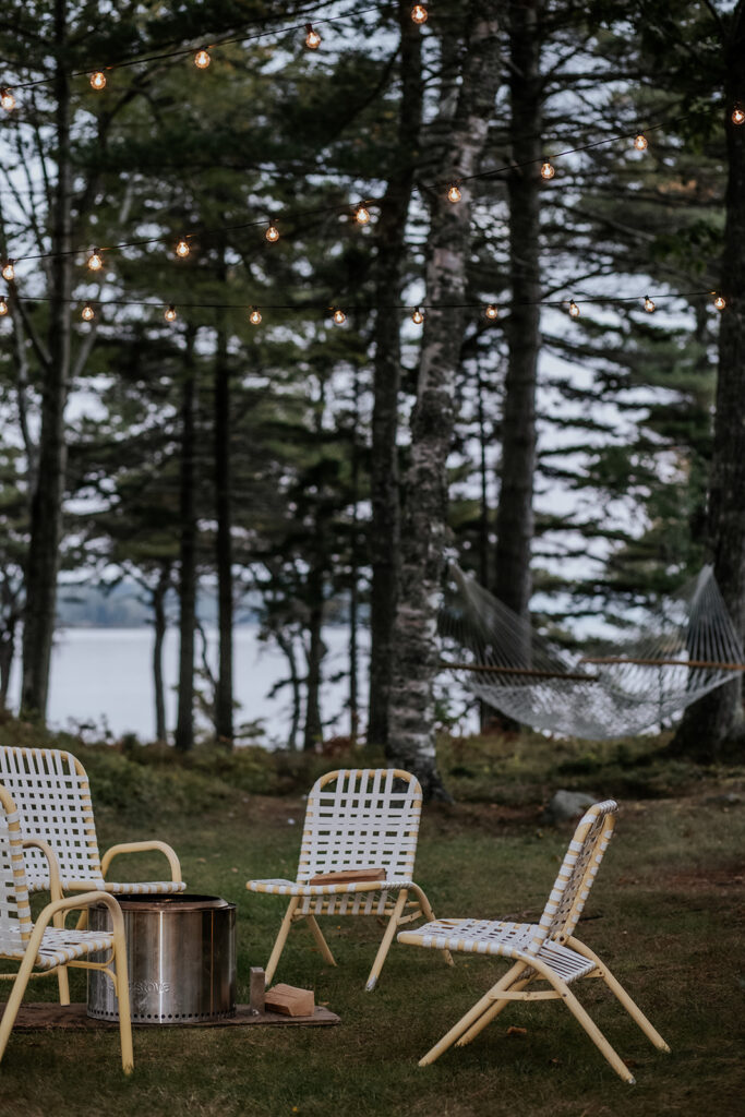 Outdoor wedding reception in Maine.