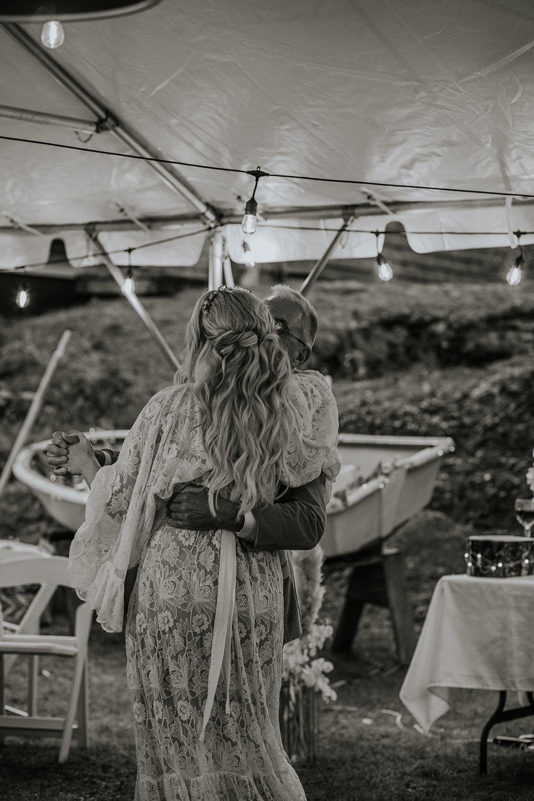 Father-daughter wedding reception first dance.