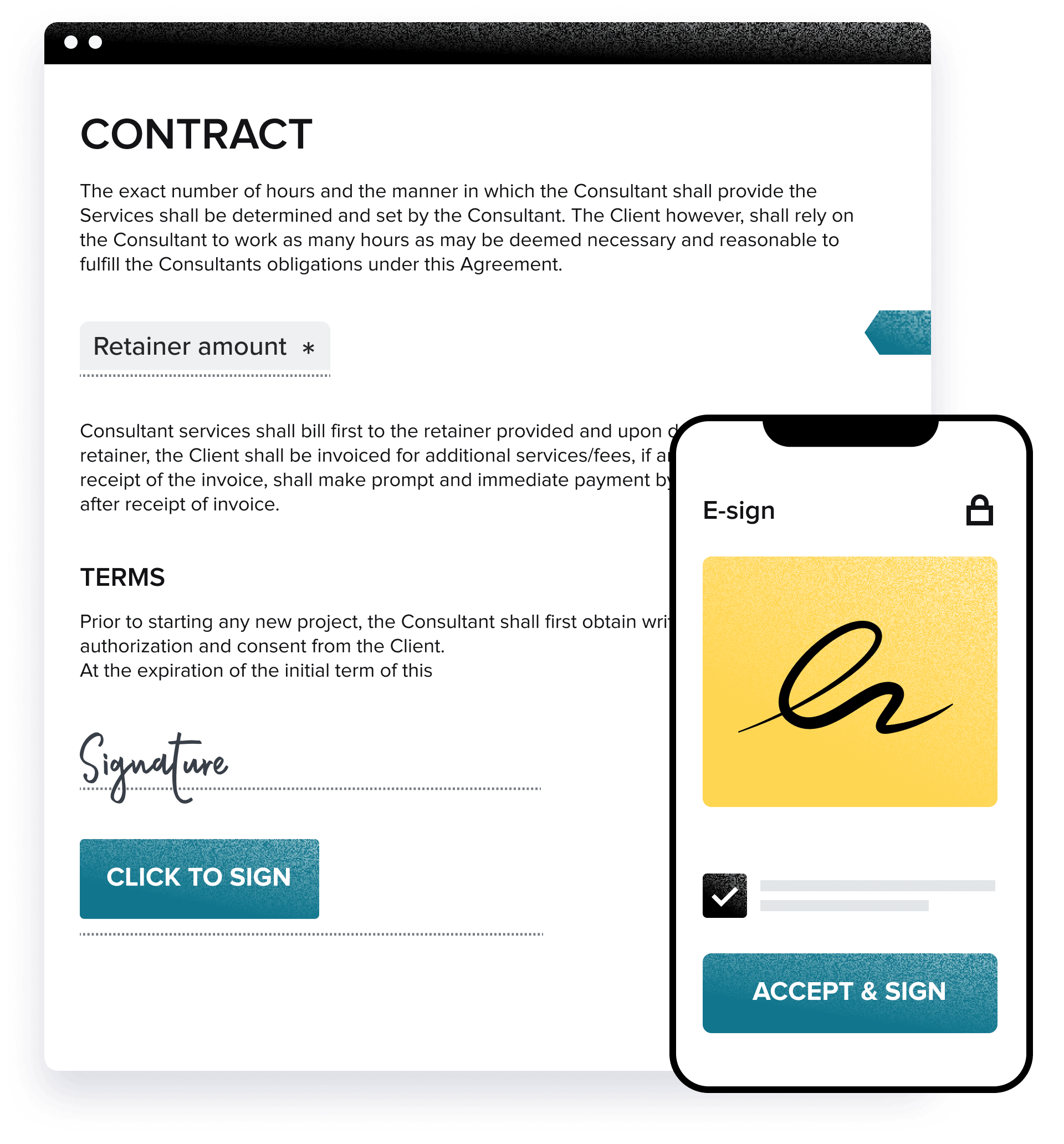 A Honeybook template of a contract to showcase how simple the process is.