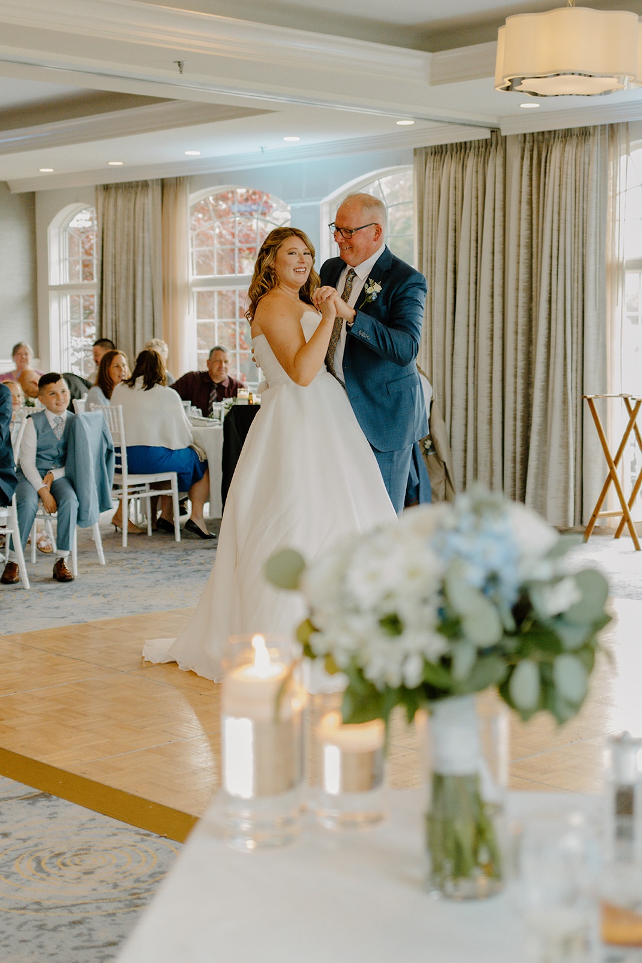Bride dancing with her father during the reception inside Stage Neck Inn ballroom.