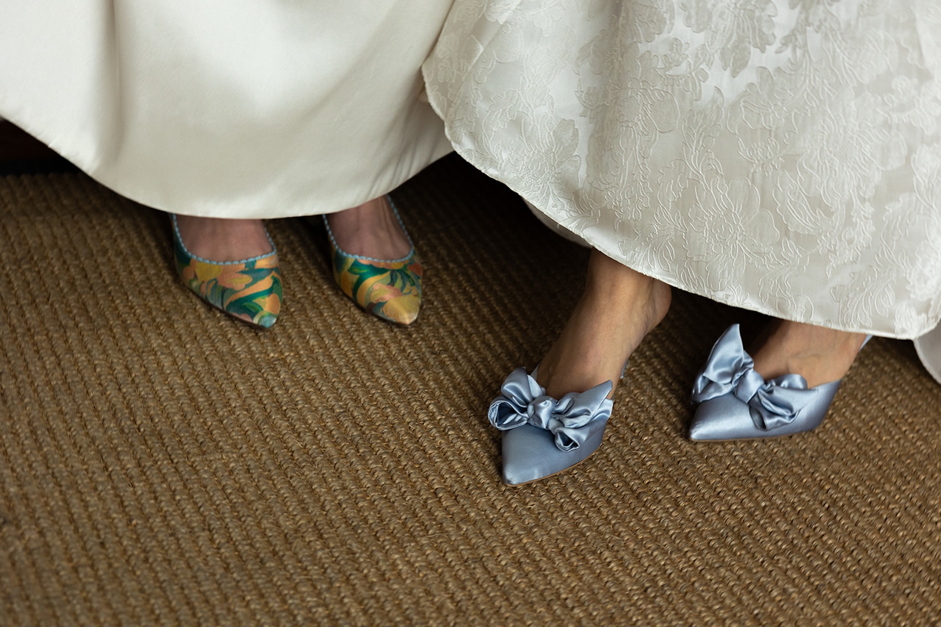 Bright wedding shoes featured during colorful weddings bridal details