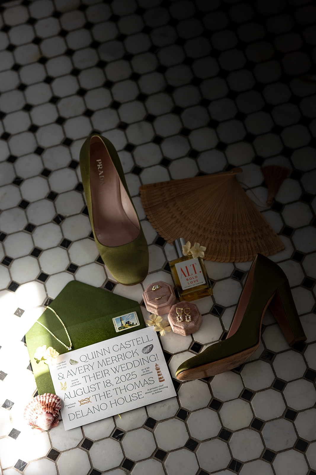 Wedding details flat lay for the intimate wedding