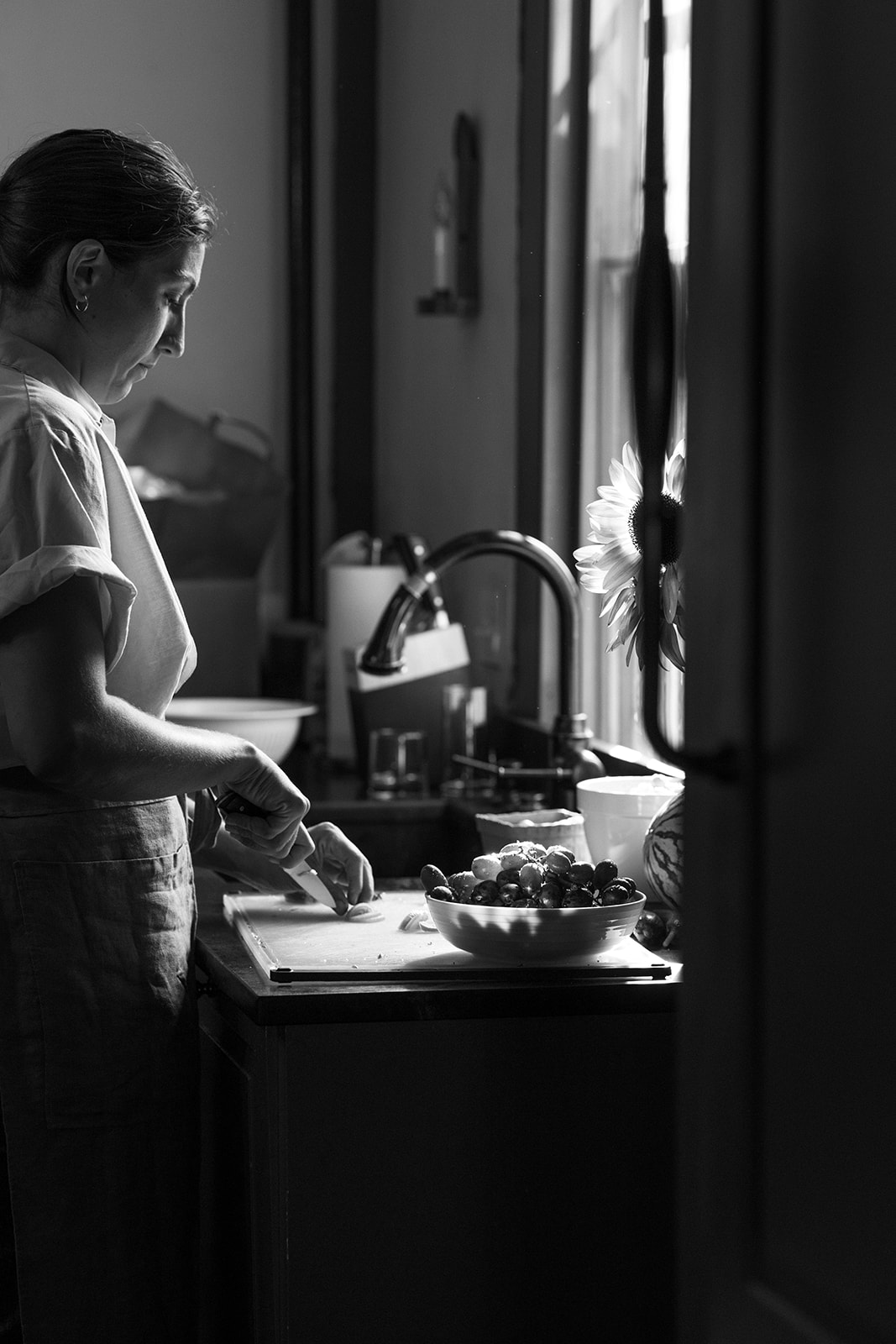 Preparing food before an intimate wedding reception
